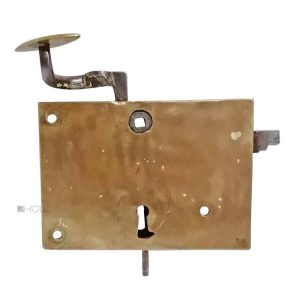 Biedermeier Knebeldrücker Kastenschloss Messing Tür links alt antik 74