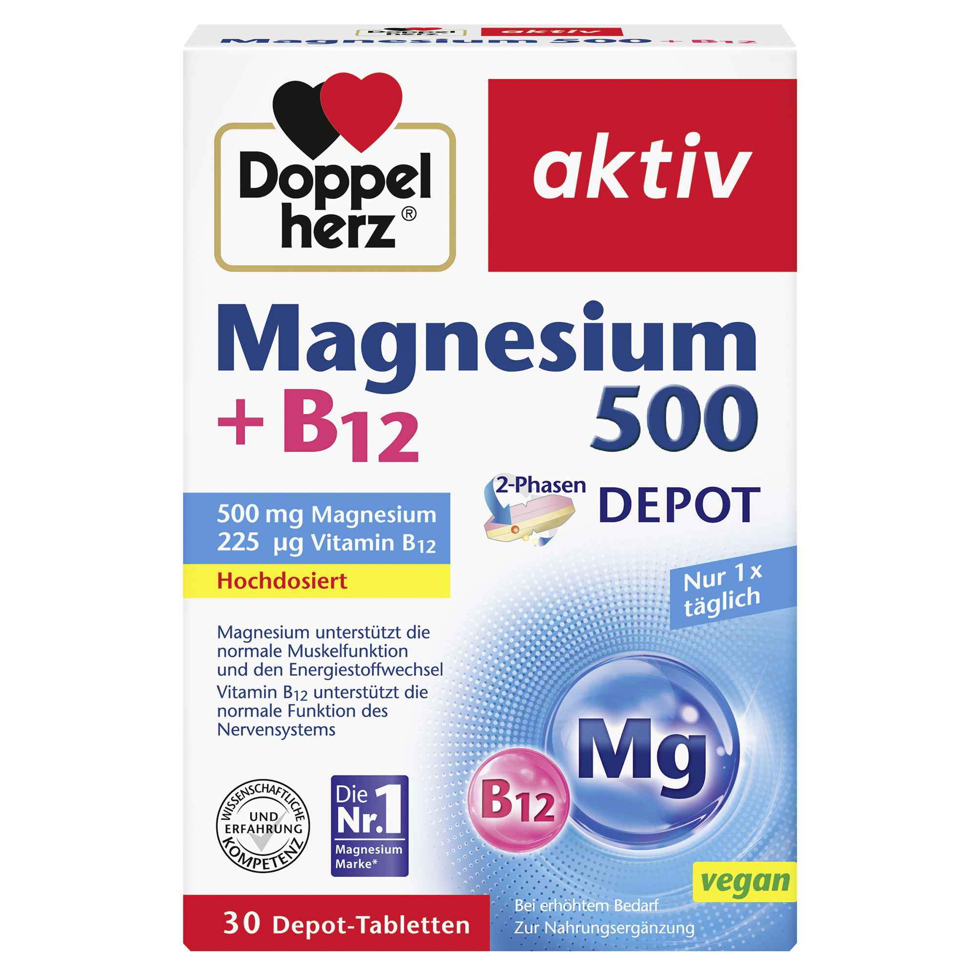 DOPPELHERZ MAGNESIUM500+B12 30ST, 51G PK – Bild 2