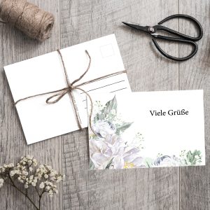 Postkarte Weiße Pfingstrose