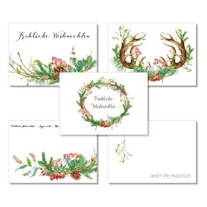 Postkarten-Set Weihnachten II, 5 Stück