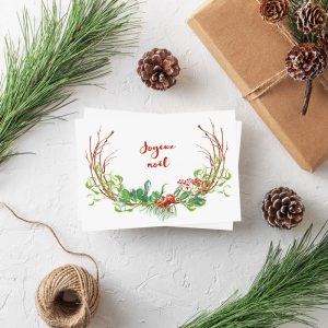 Weihnachtspostkarte Joyeux Noel Weihnachtszweig