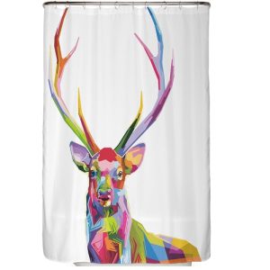 ♻️ Recycling-Duschvorhang Bunter Hirsch 120×200 cm
