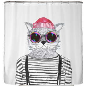 ♻️ Recycling-Duschvorhang Hipster Katze aus Berlin 200×220 cm