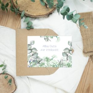 Klappkarte Eucalyptus „Gratulation Hochzeit“ -Restbestände-