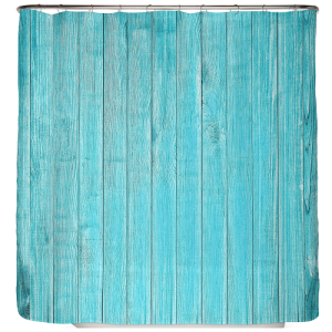 ♻️ Recycling-Duschvorhang Holz Türkis 180×200 cm